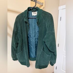 Green Suede genuine leather jacket coat Hamilton manor size Large